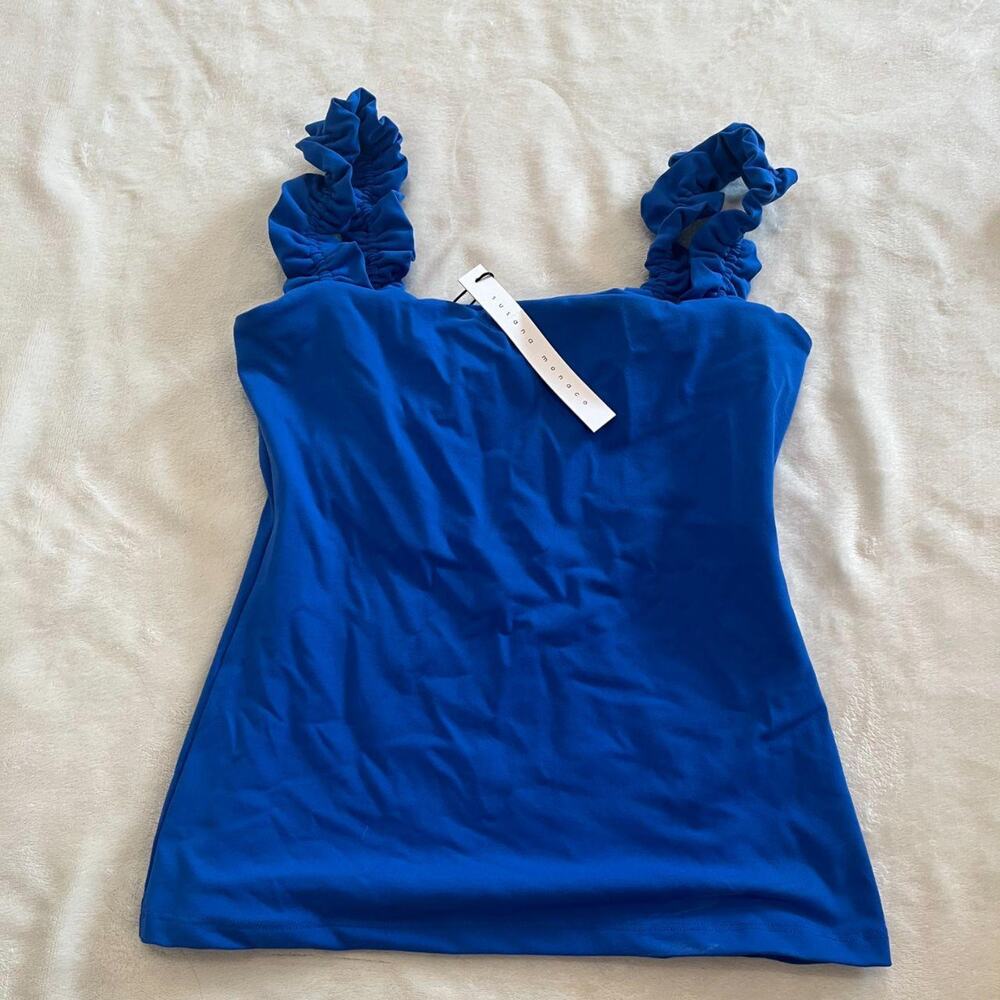 NWT Susana Monaco Ruffle Strap Tank Top Small